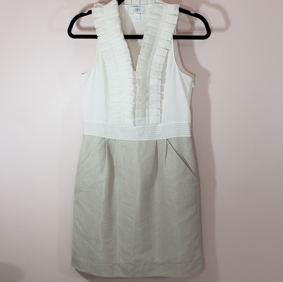 LOFT Dresses & Skirts - White and Gold size 2 Loft Dress